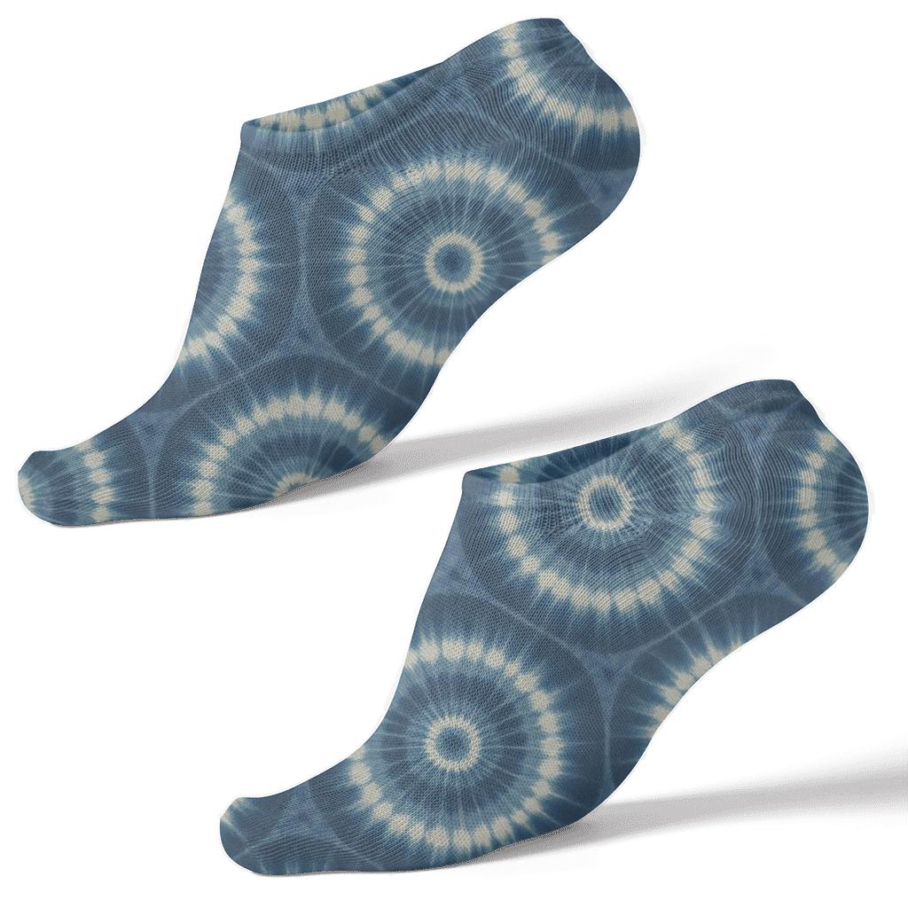 Indigo Sunburst Mandala Rings custom ankle socks