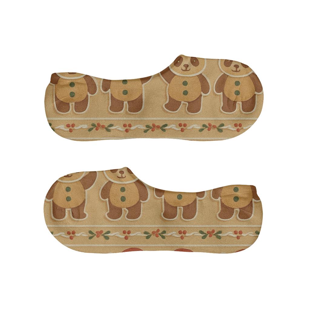 Panda Gingerbread Cookie Rows soft cotton no-show socks