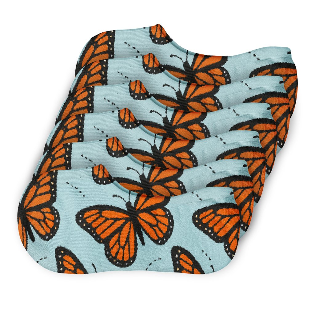 Monarch Migration Chevron On Soft Sky personalized no-show socks