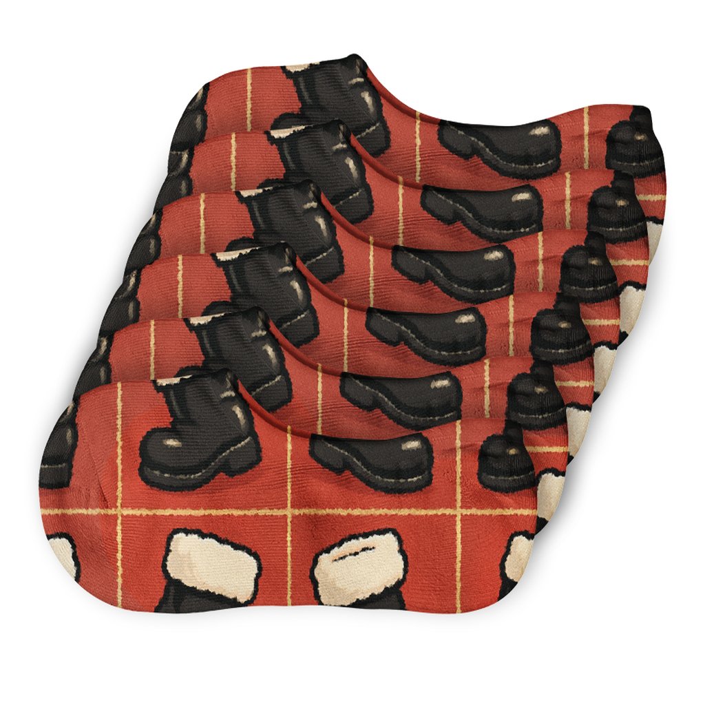 Boot March With Santa Motif Grid trendy no-show sock styles