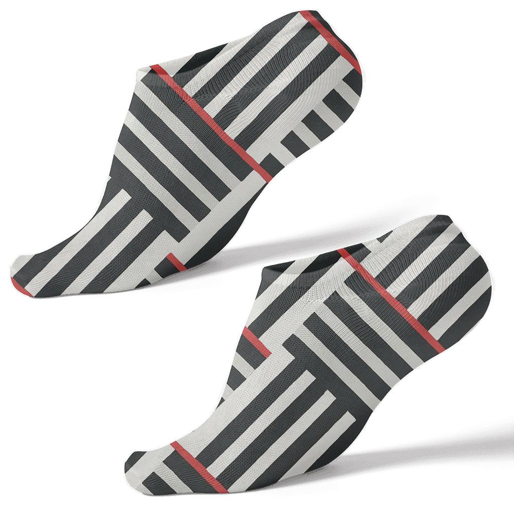 Crimson Highlight Zebra Crossing Lattice unique graphic ankle socks