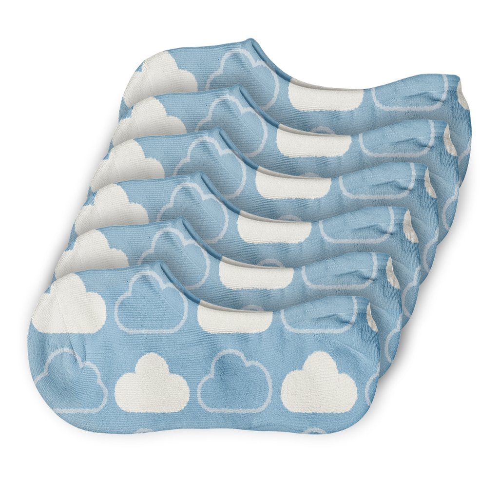 Cumulus Puff Checkerboard On Sky Blue anti-slip no-show socks