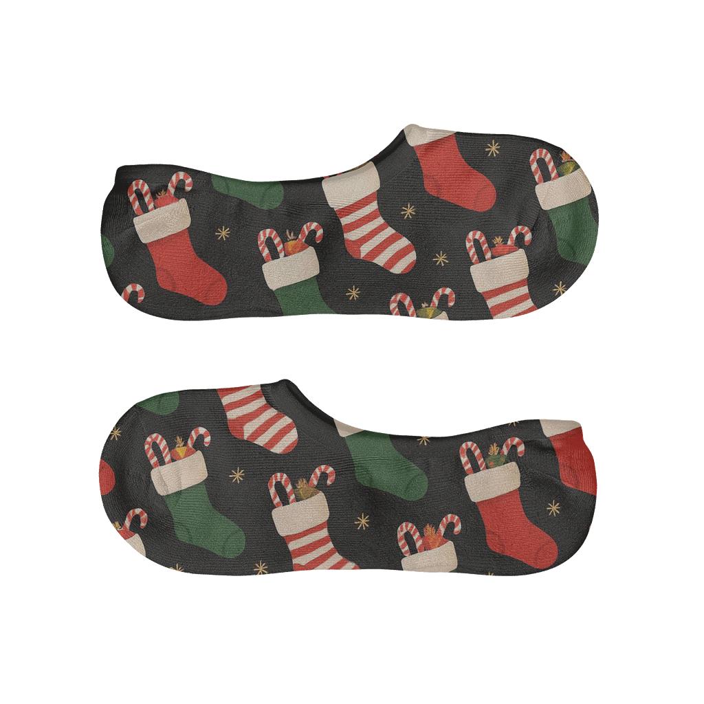 Xmas Stocking Cascade On Midnight breathable seamless no-show sockscustom no-show socks
