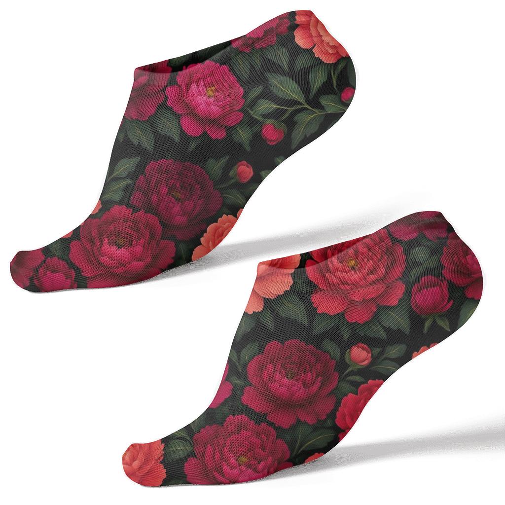Blackground Peony Collage Bands custom ankle socks