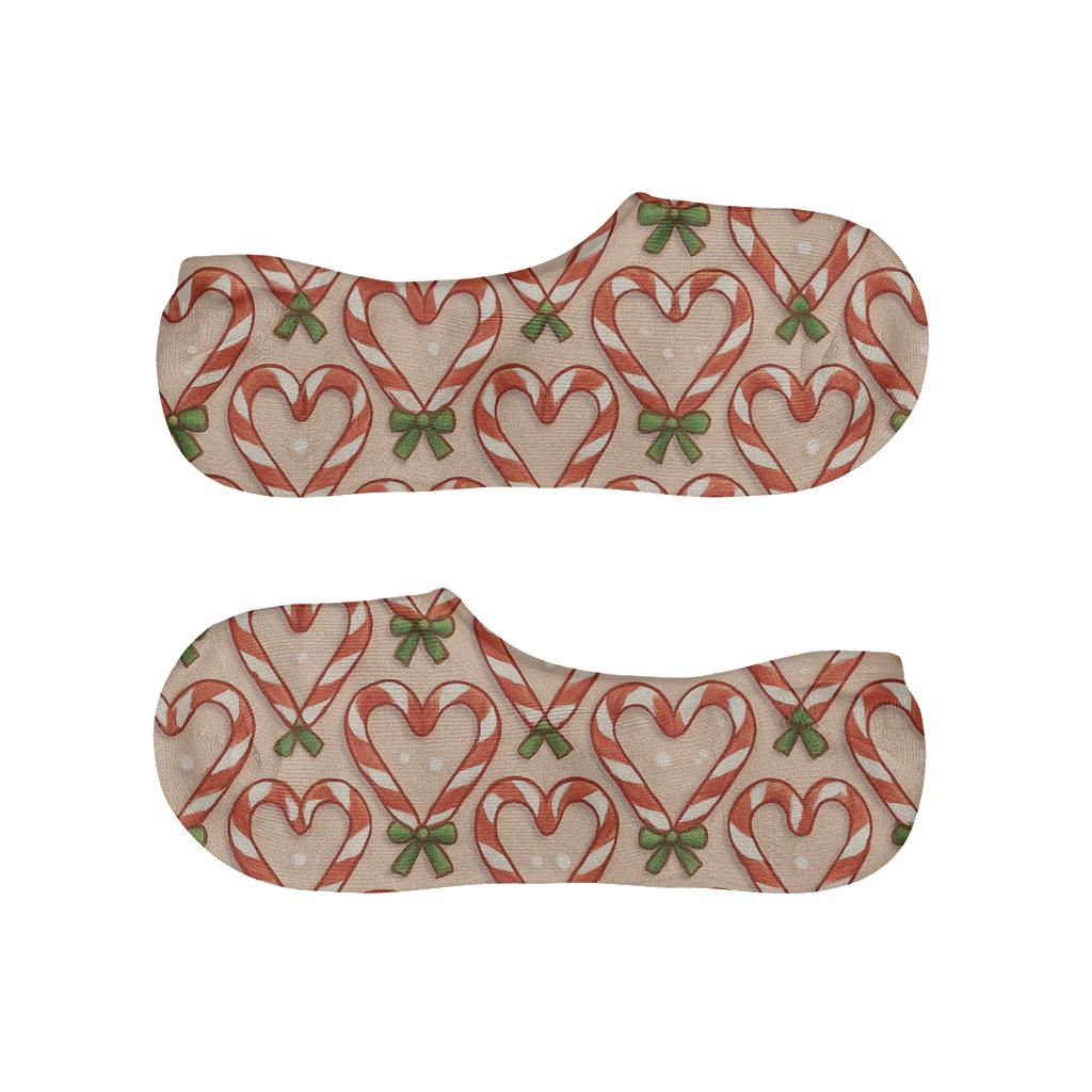 Candy Cane Heart Holiday Tessellation comfortable low-cut socks
