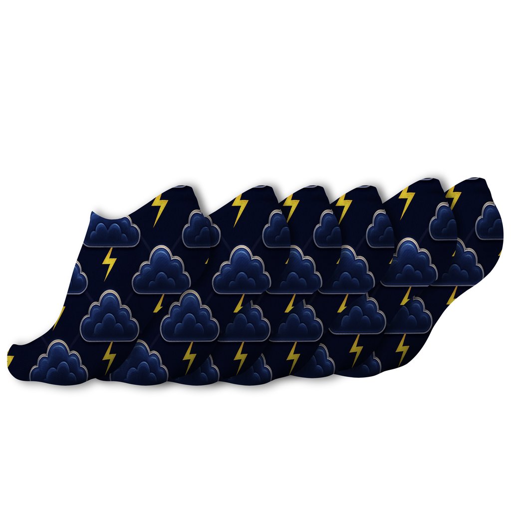 Indigo Thundercloud Lattice trendy patterned ankle socks