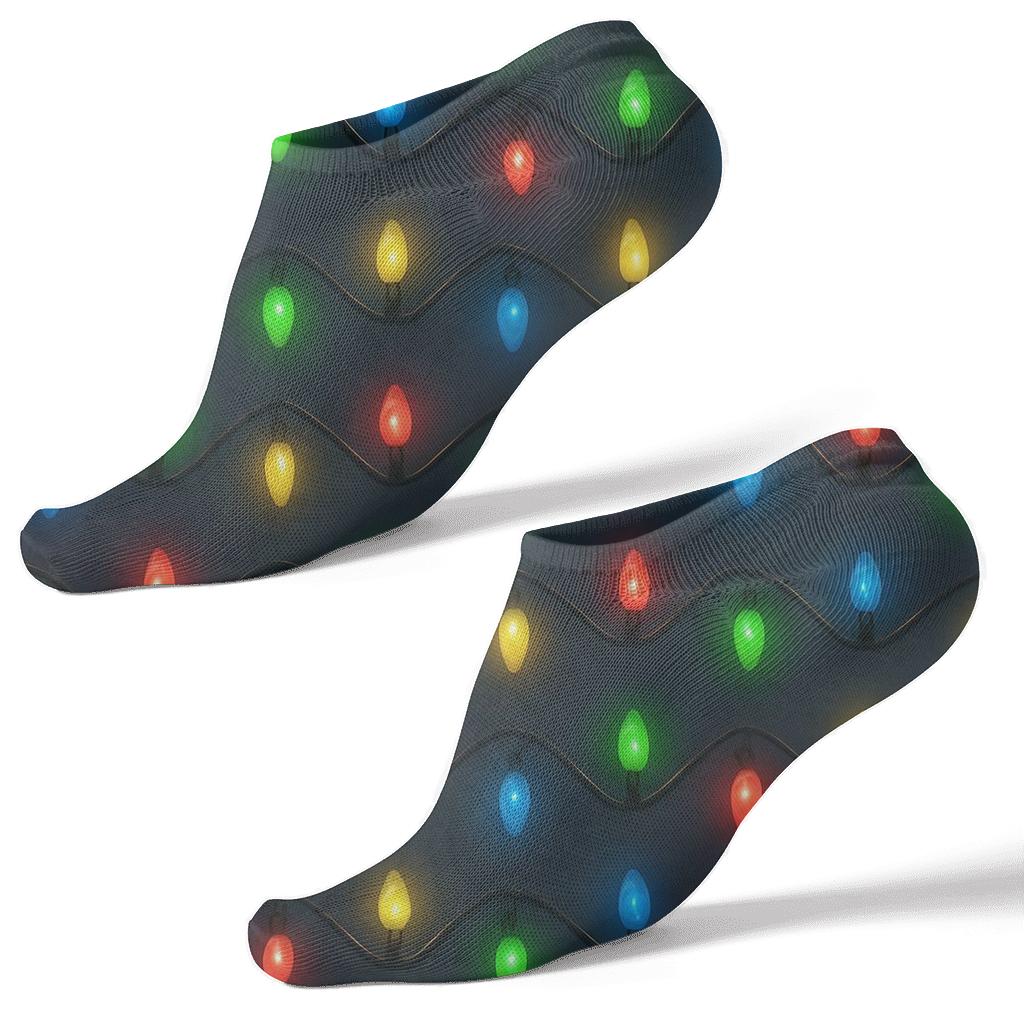 Tangled Lights Xmas Chevron custom ankle socks