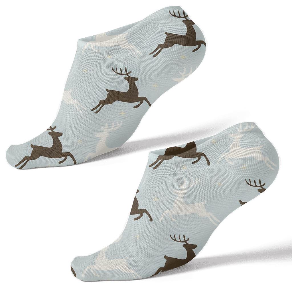 Reindeer Silhouette March Xmas Border custom ankle socks