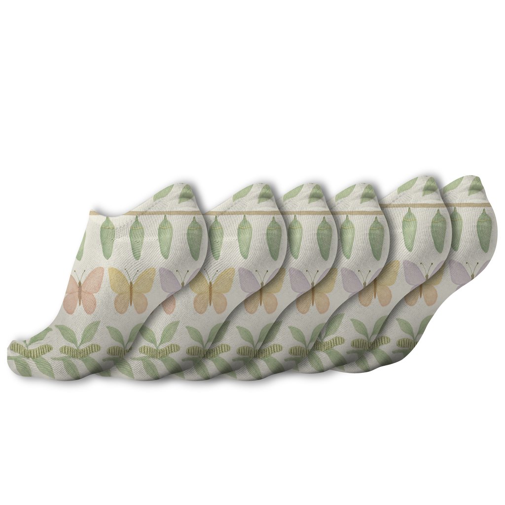 Pastel Garden Caterpillar To Chrysalis Strip soft everyday ankle socks