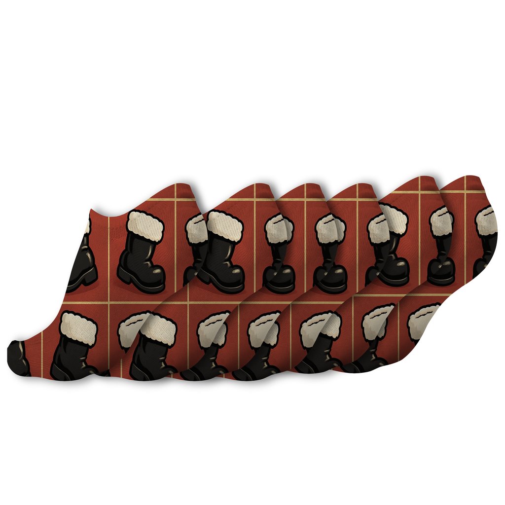 Boot March With Santa Motif Grid premium sports ankle socks