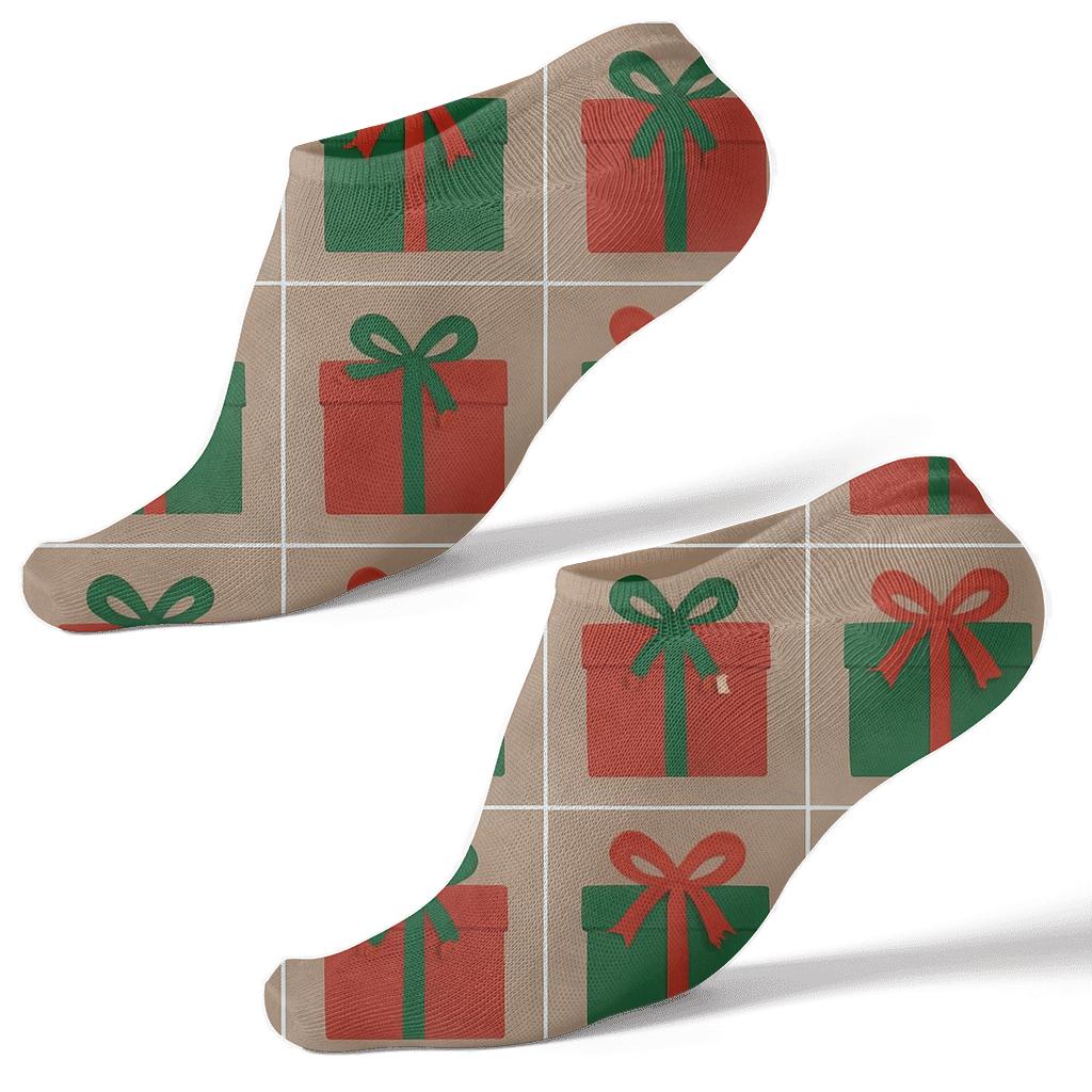 Gift Box Holiday Checkerboard stylish athletic ankle socks