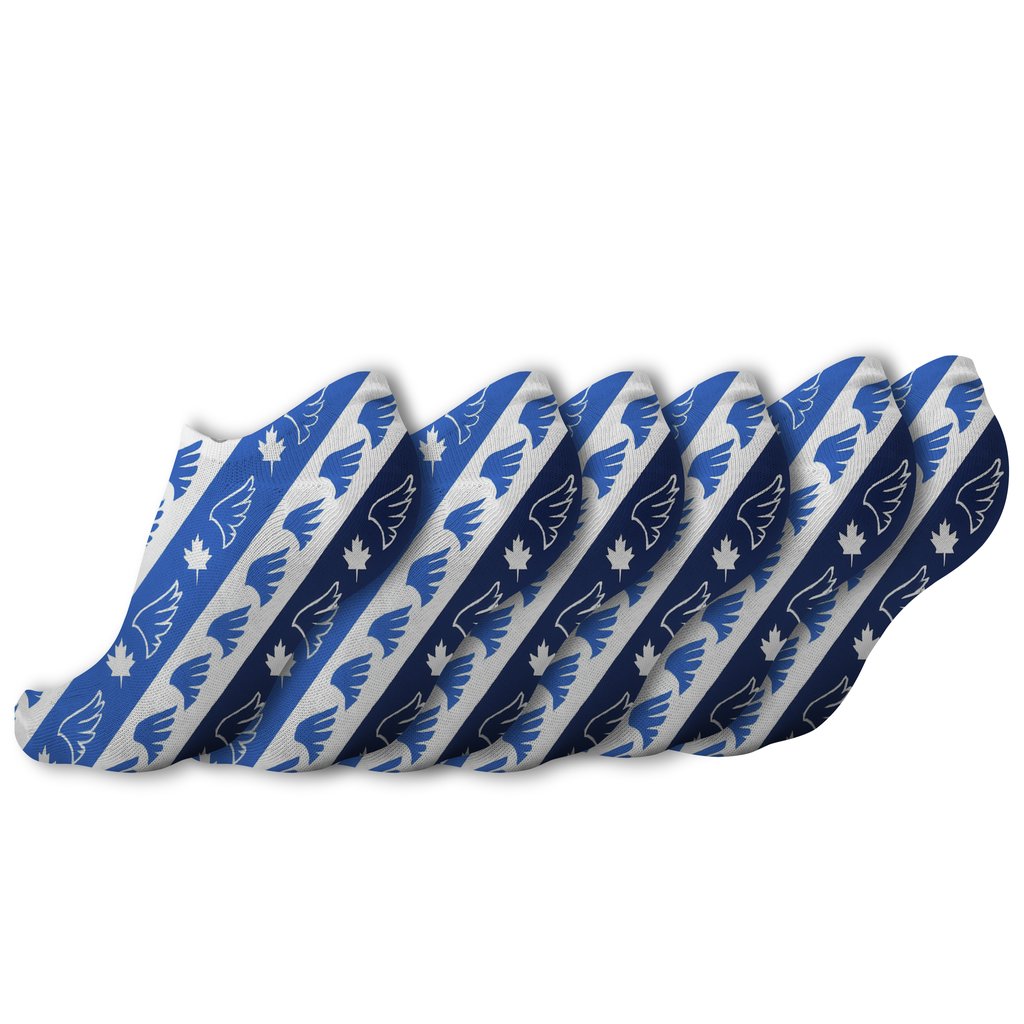 Diagonal Stadium Stripes With Blue Jays Wing Echo personalized ankle socks