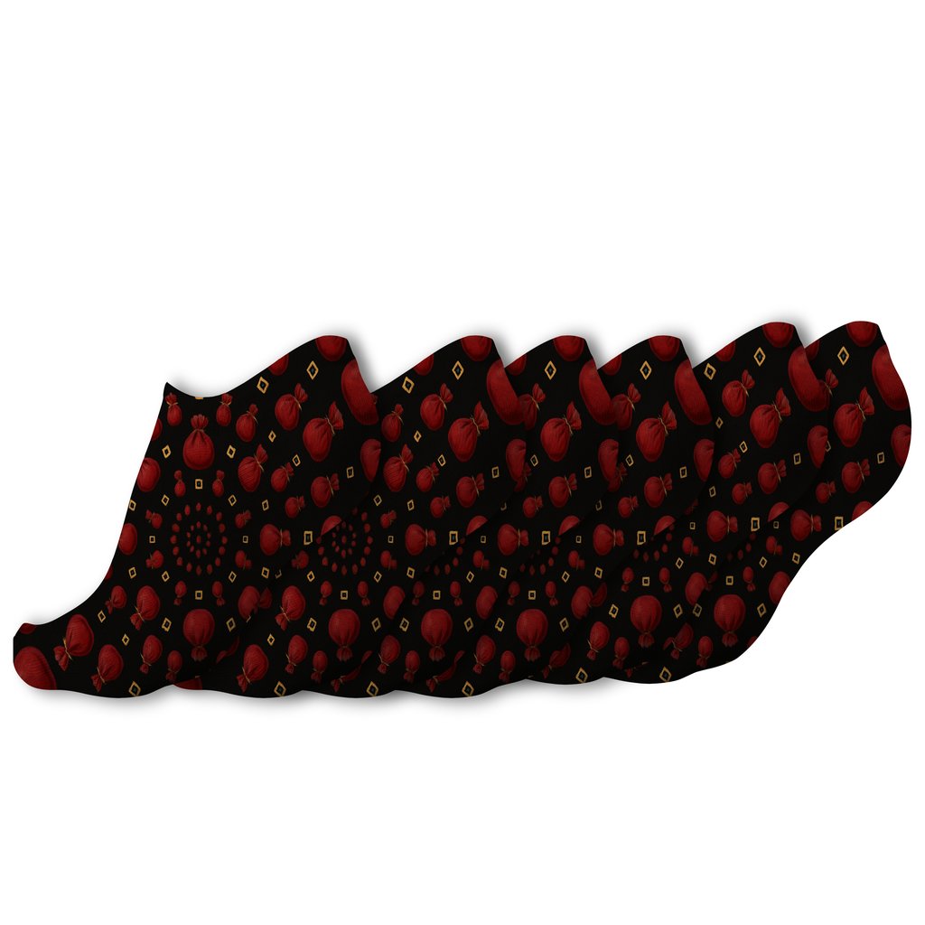 Gift Sack Orbit Pattern With Santa Focus trendy patterned ankle socks