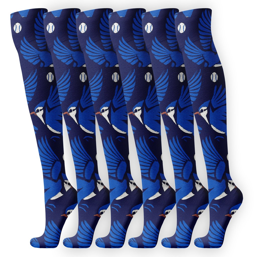 Blue Jays Diamond Flight Grid On Navy Field custom knee-high socks