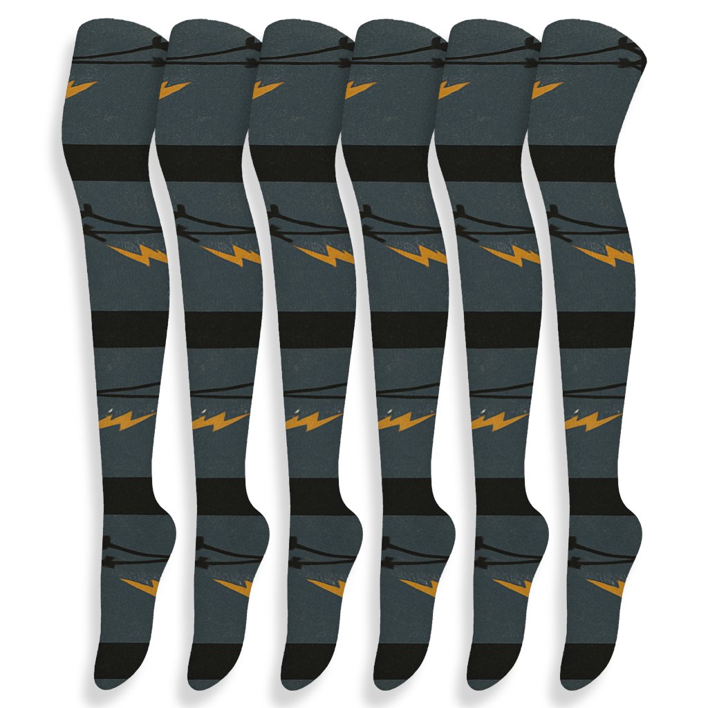 Vintage Power Line Storm Stripes custom over-the-knee socks