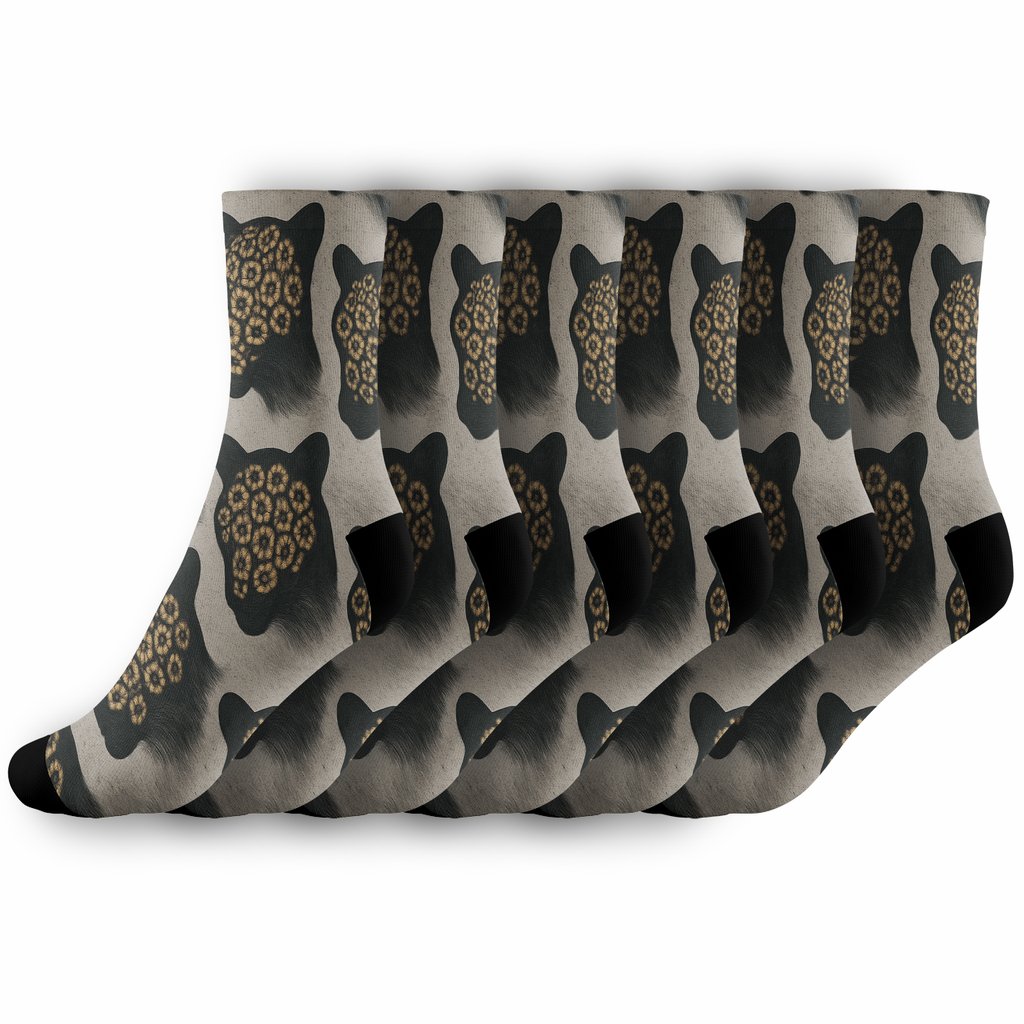 Charcoal Safari Silhouette Spots trendy patterned crew socks
