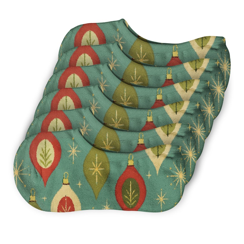 Retro Xmas Bauble Starburst Field trendy no-show sock styles