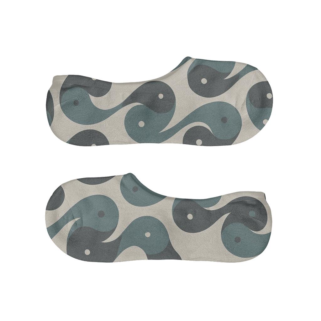 Teardrop Wave Yin Yang Stream designer print no-show socks
