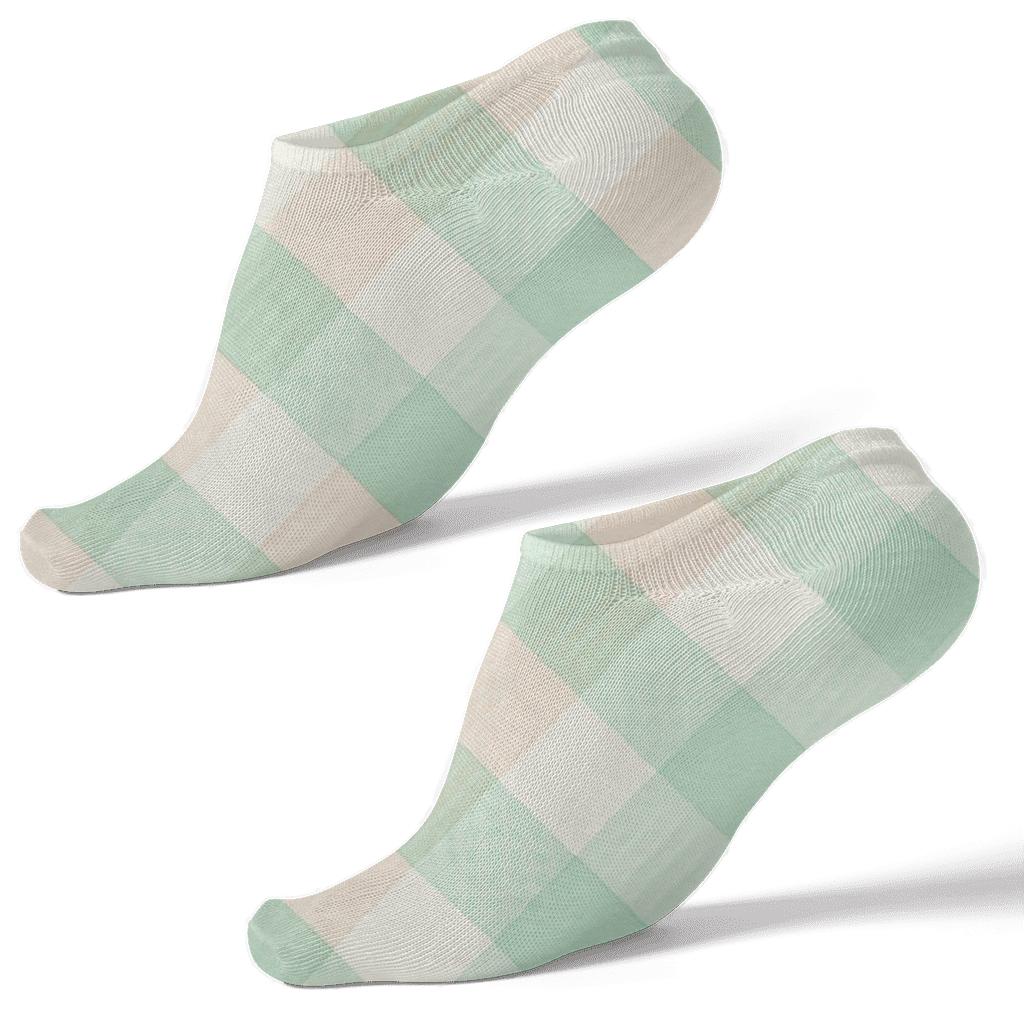 Pastel Diagonal Gingham Ripple designer print ankle socks