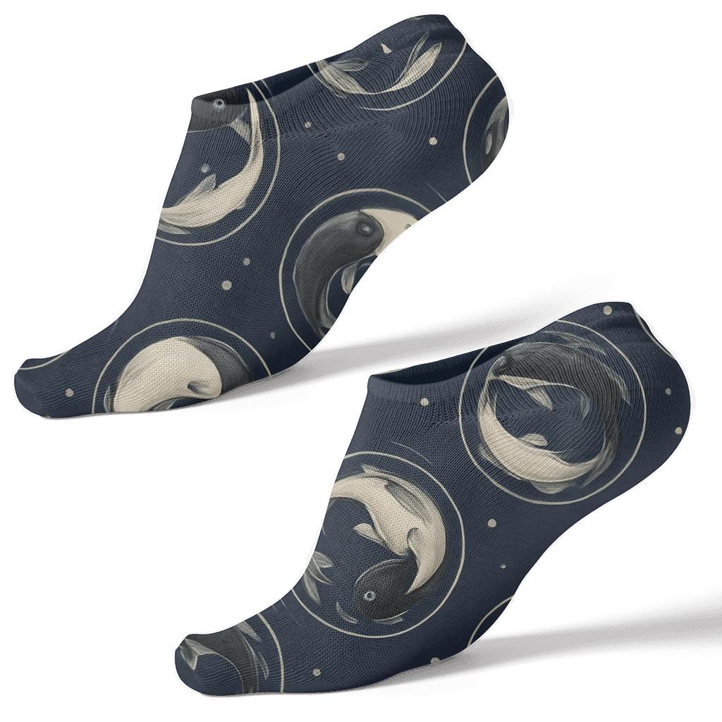 Celestial Koi Yin Yang Orbit personalized ankle socks