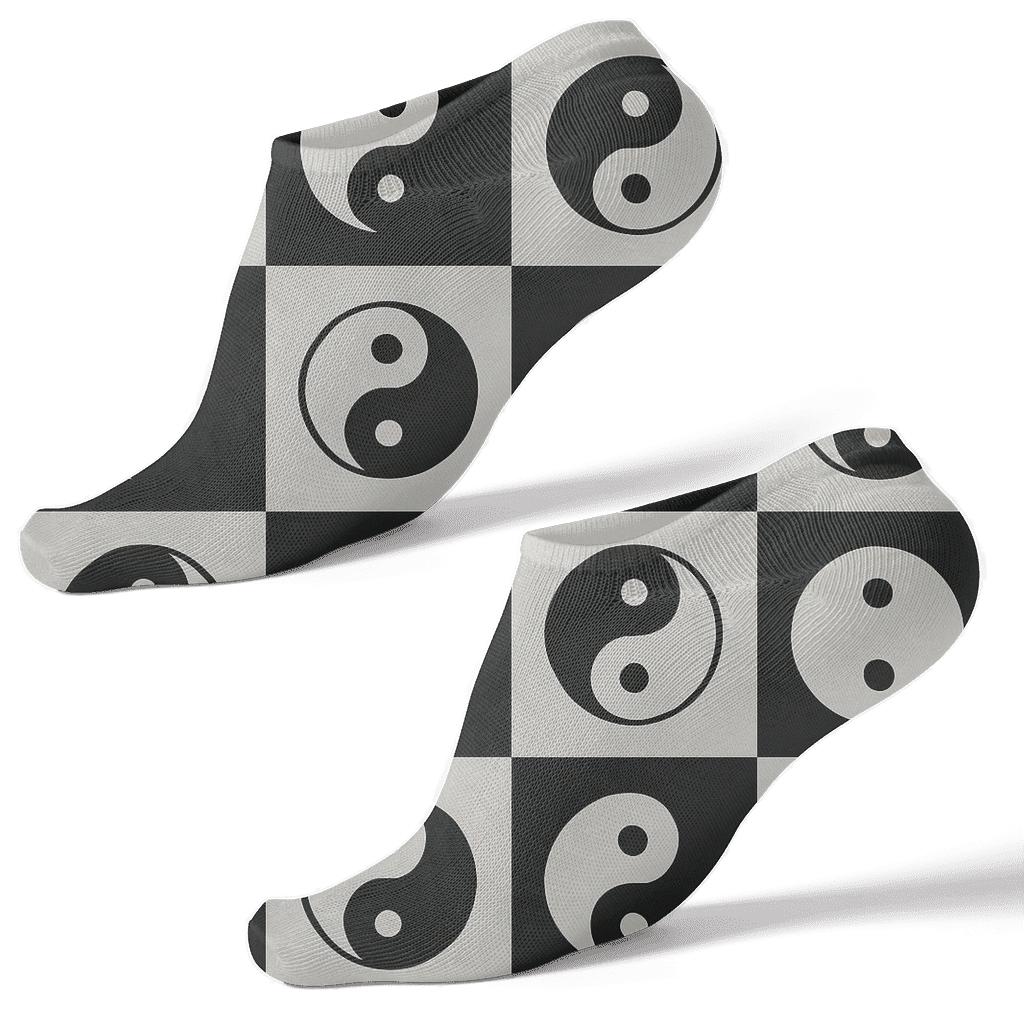 Minimal Taijitu Chess Grid designer print ankle socks