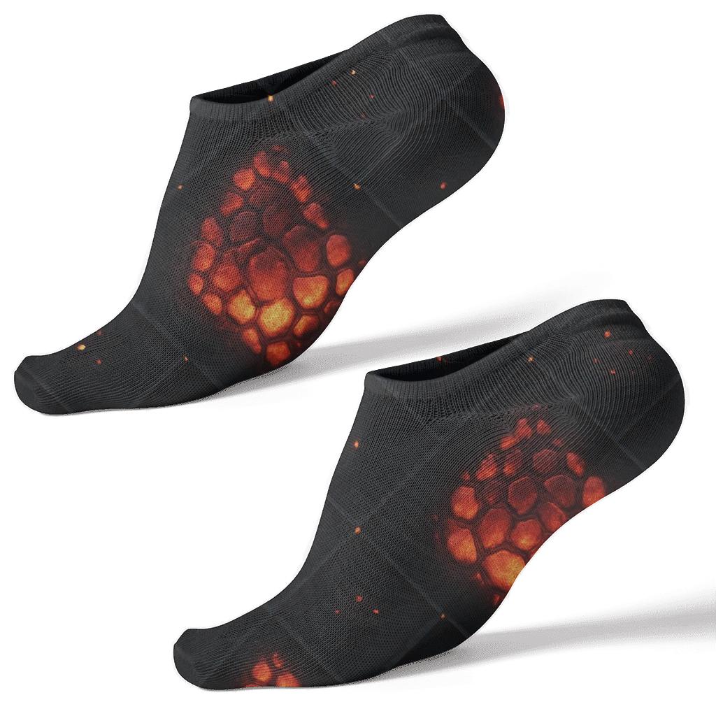 Charcoal Ember Lattice On Black trendy patterned ankle socks
