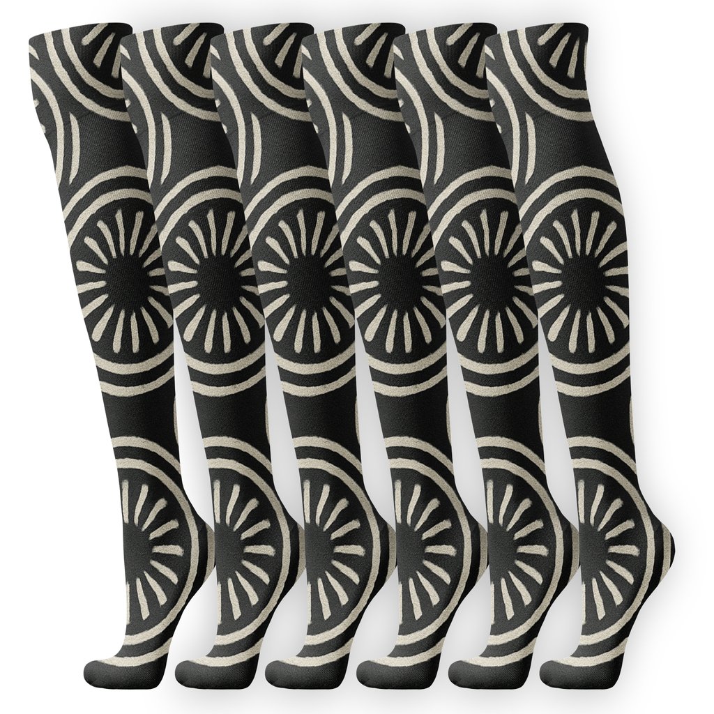 Radial Zebra Mane Sunburst Rings comfortable cotton knee-high socks