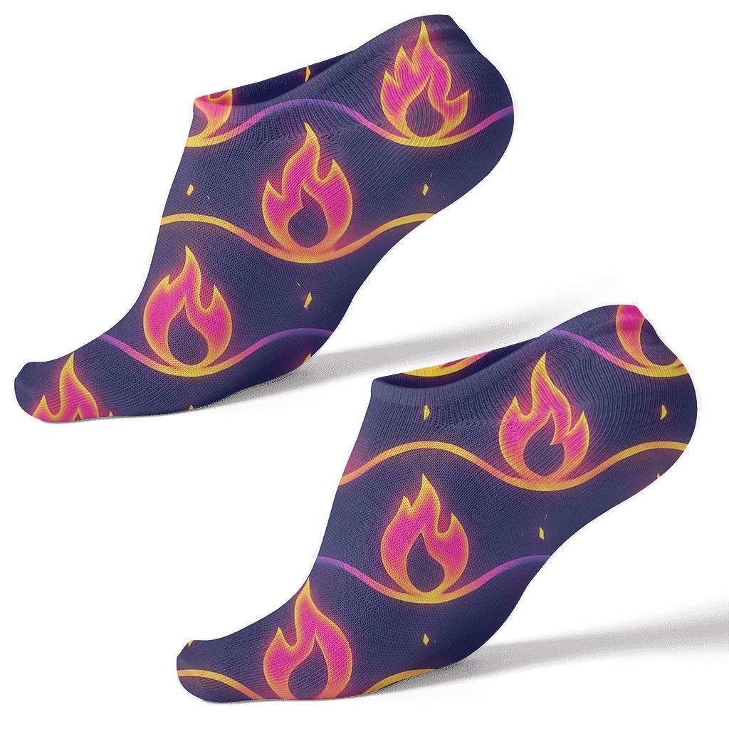 Neon Flame Wave Bands On Midnight unique graphic ankle socks