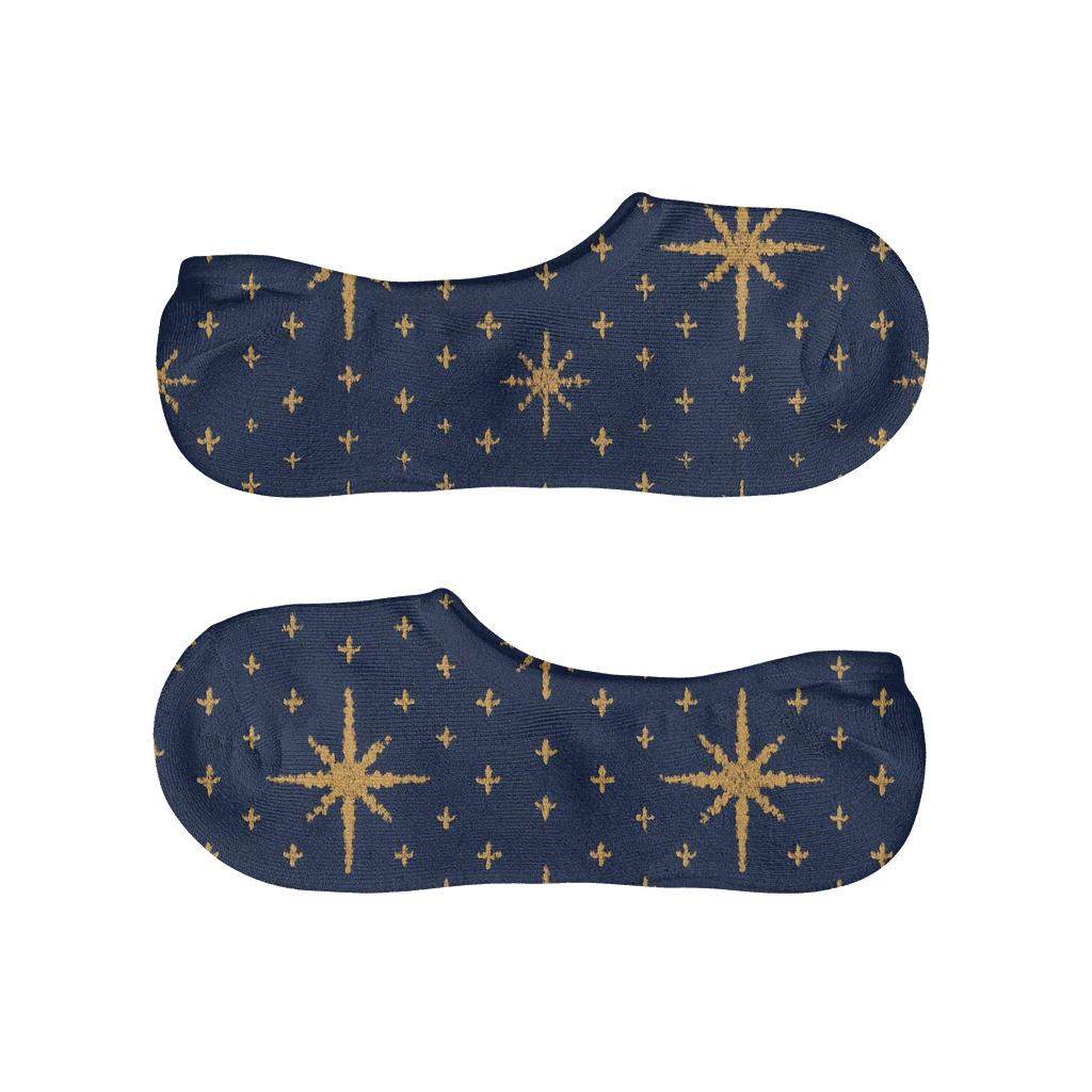 Star Of Bethlehem Midnight Lattice Sky breathable seamless no-show sockscustom no-show socks