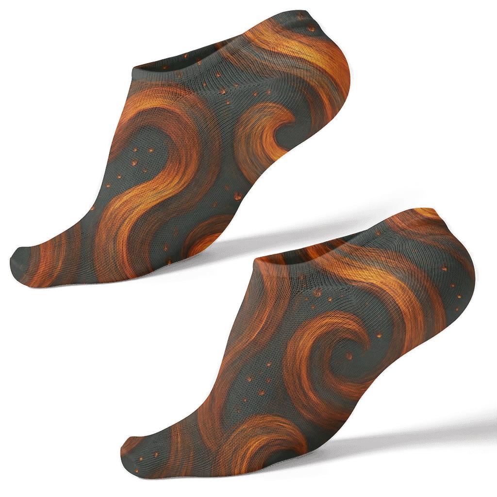 Molten Copper Swirl Tiling On Dark Slate custom ankle socks
