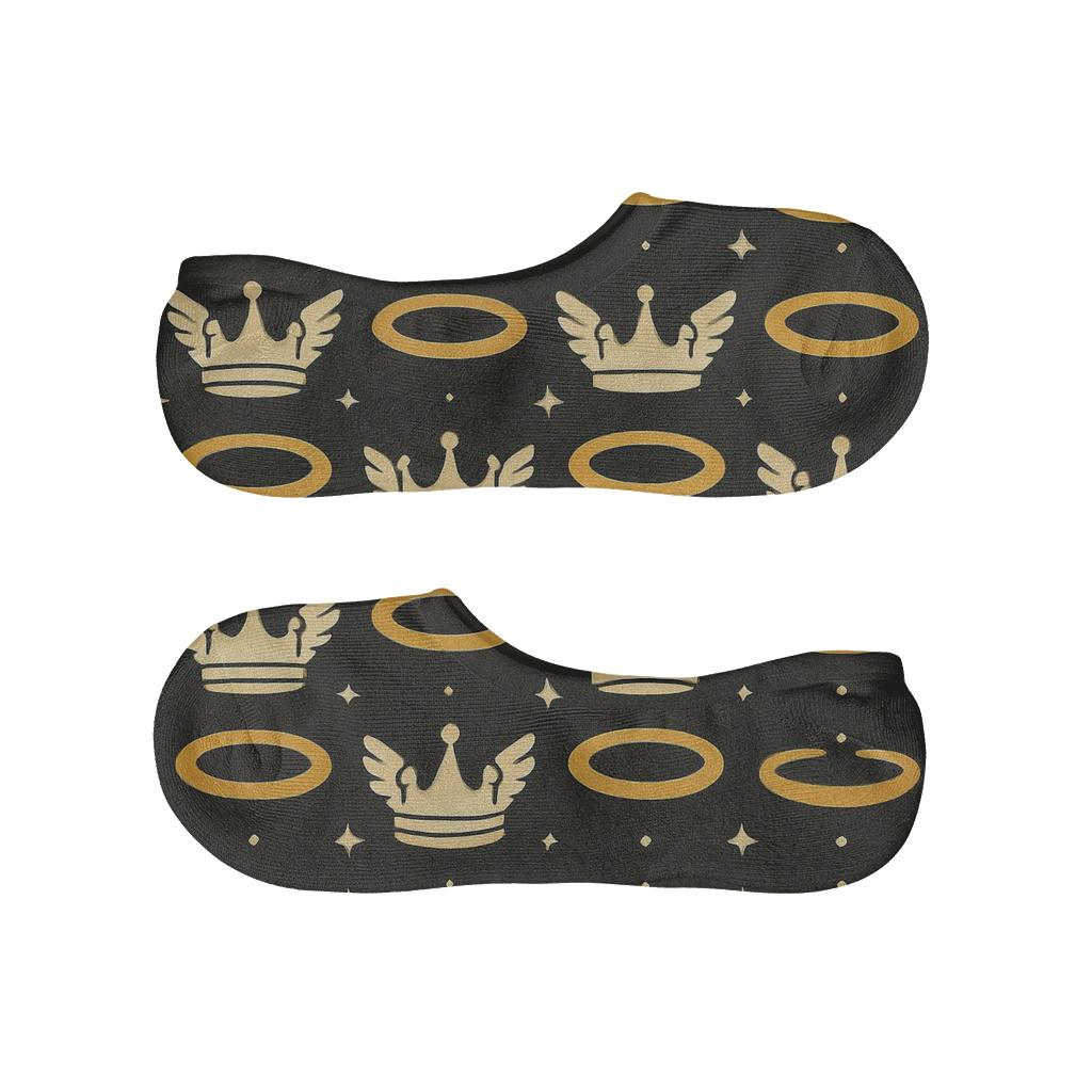 Halo Grid With Angel Crowns Motif designer print no-show socks