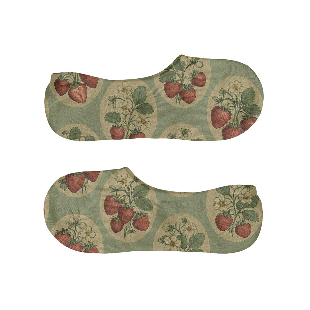 Vintage Strawberry Meadow Collage breathable seamless no-show sockscustom no-show socks