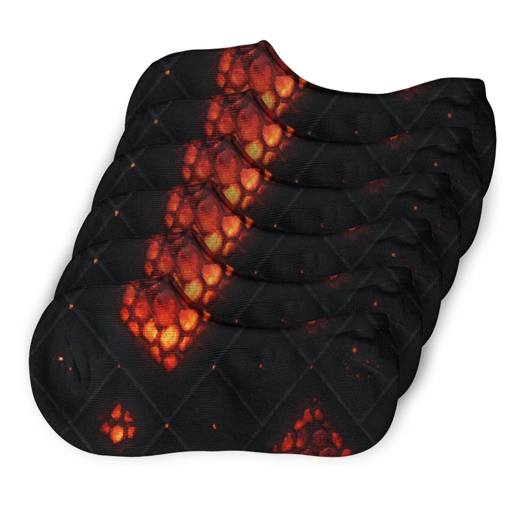 Charcoal Ember Lattice On Black personalized no-show socks