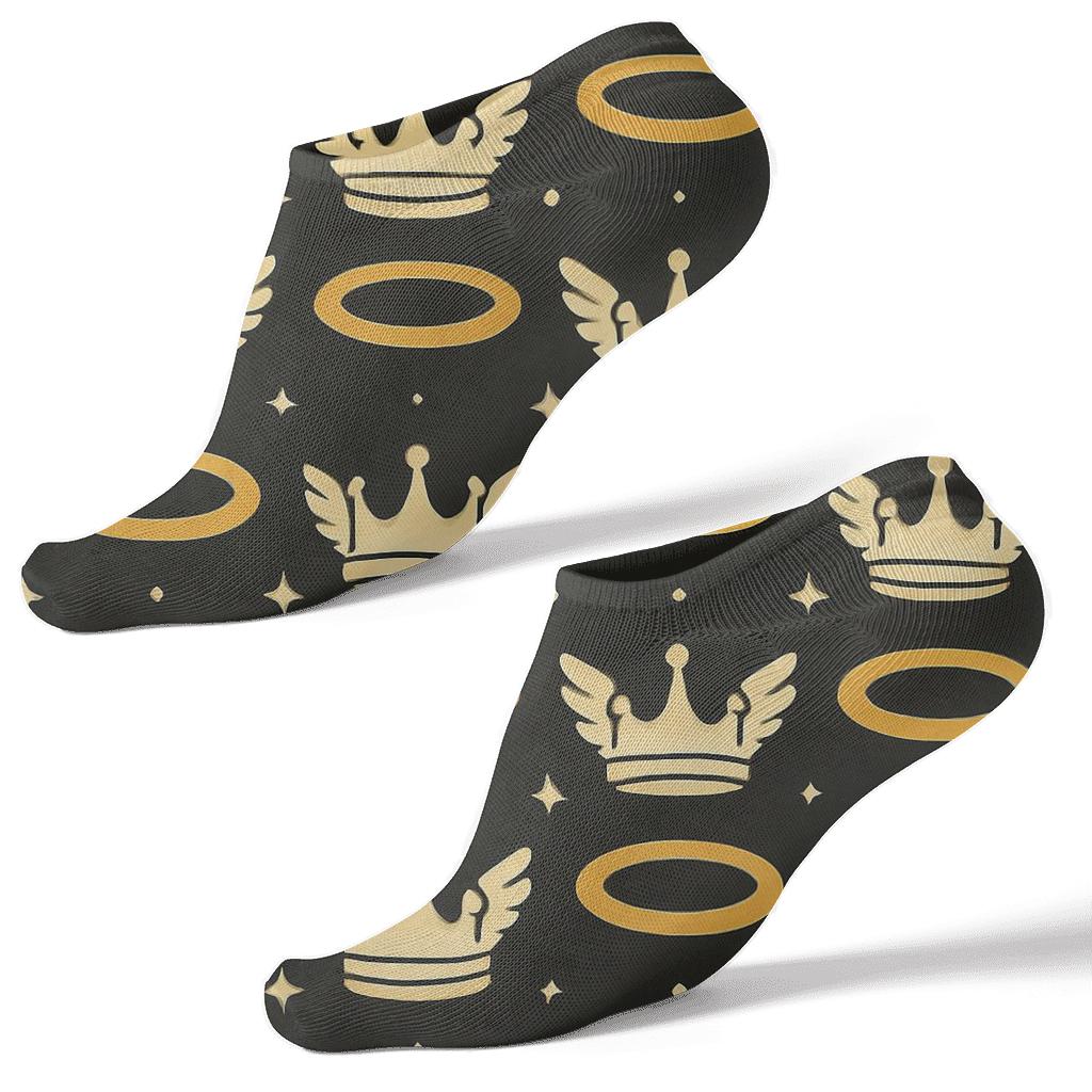Halo Grid With Angel Crowns Motif personalized ankle socks