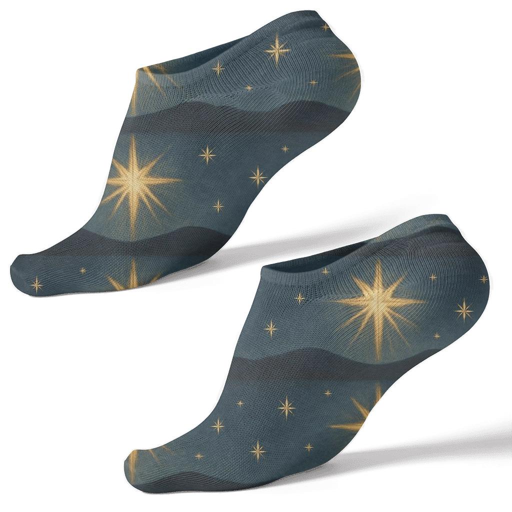 Twilight Horizon Rayburst Pattern Star Of Bethlehem designer print ankle socks
