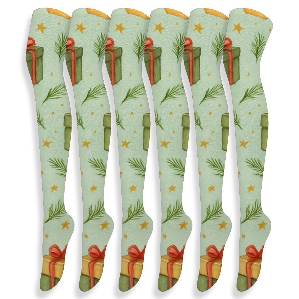 Fox In Gift Forest Scatter comfortable cotton over-the-knee socks