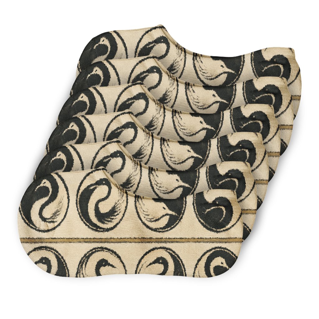 Vintage Crane Yin Yang Border Bands low cut no-show socks