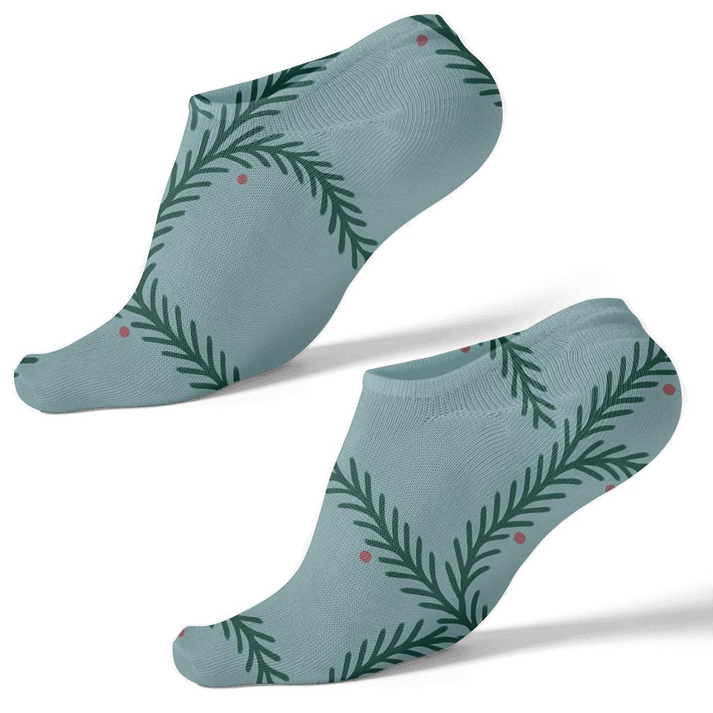 Winter Garland With Evergreen Branches Motif designer print ankle socks