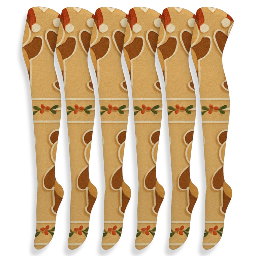 Panda Gingerbread Cookie Rows personalized over-the-knee socks