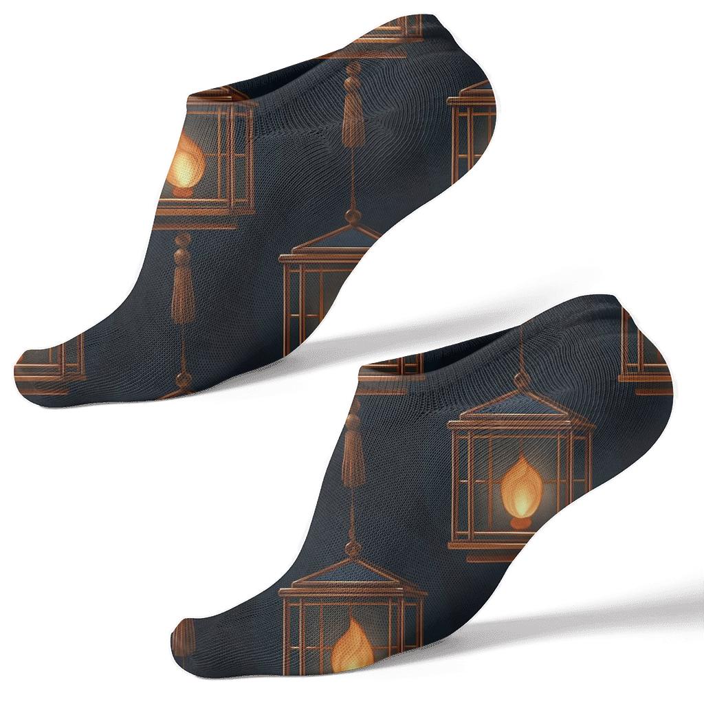 Celestial Tassel Grid Pattern Lantern trendy patterned ankle socks
