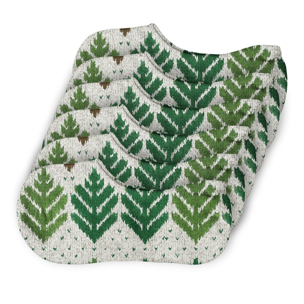 Evergreen Branches Nordic Knit Snowfield personalized no-show socks