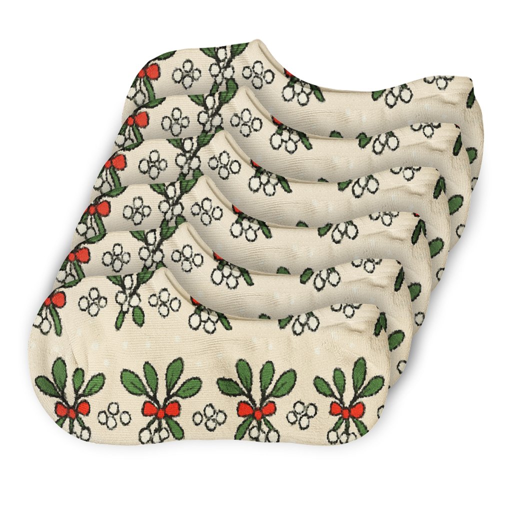 Snow Dusted Sprig Bands With Mistletoe Ribbons breathable seamless no-show sockscustom no-show socks
