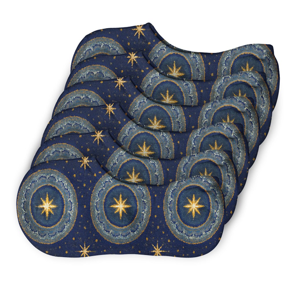 Celestial Rosette Grid Star Of Bethlehem Edition personalized no-show socks