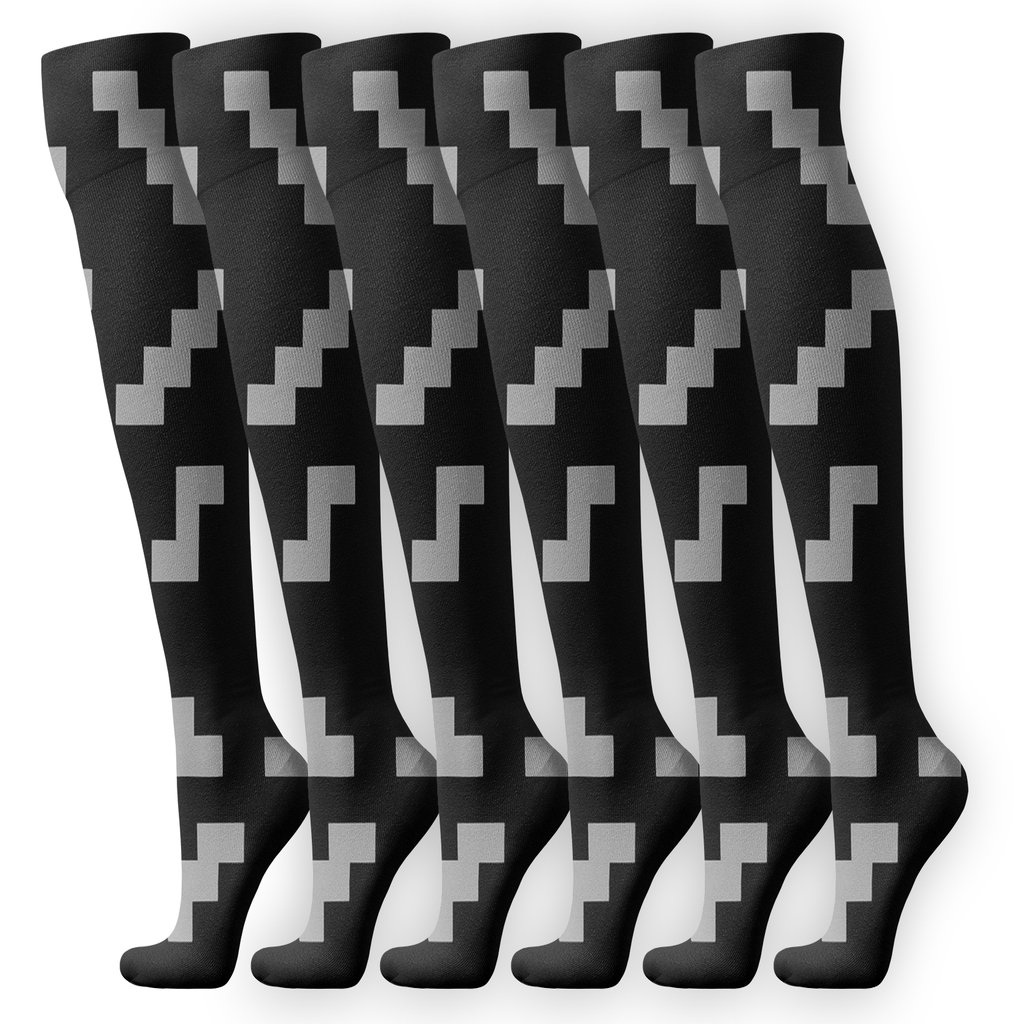 Cosmic Step Sequence designer print knee-high socks