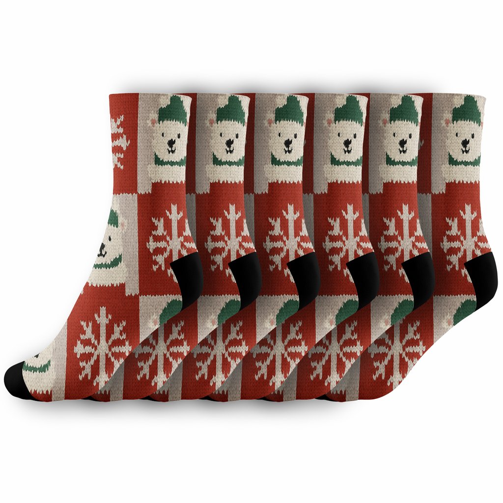 Polar Bear Knit Stocking Tiles personalized crew socks