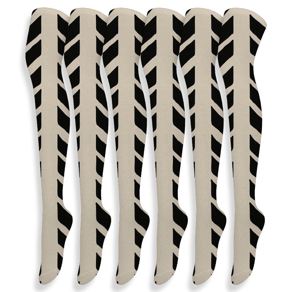 Offset Zebra Stripe Chevron Columns comfortable cotton over-the-knee socks