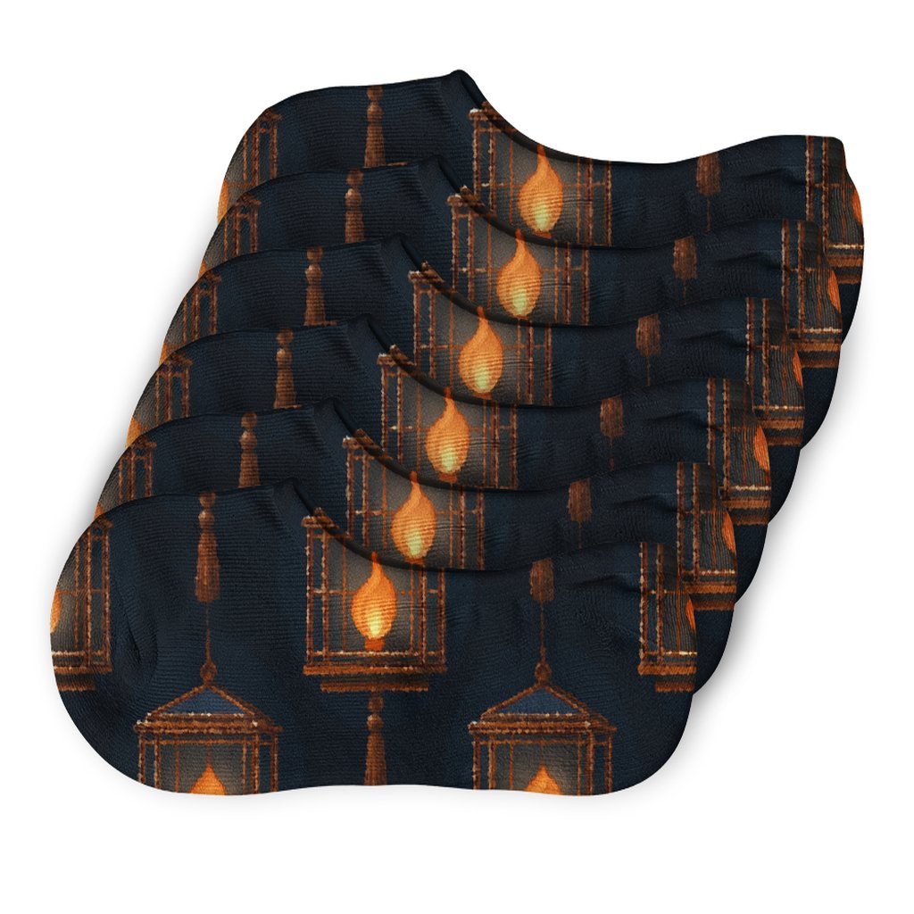 Celestial Tassel Grid Pattern Lantern breathable no-show socks