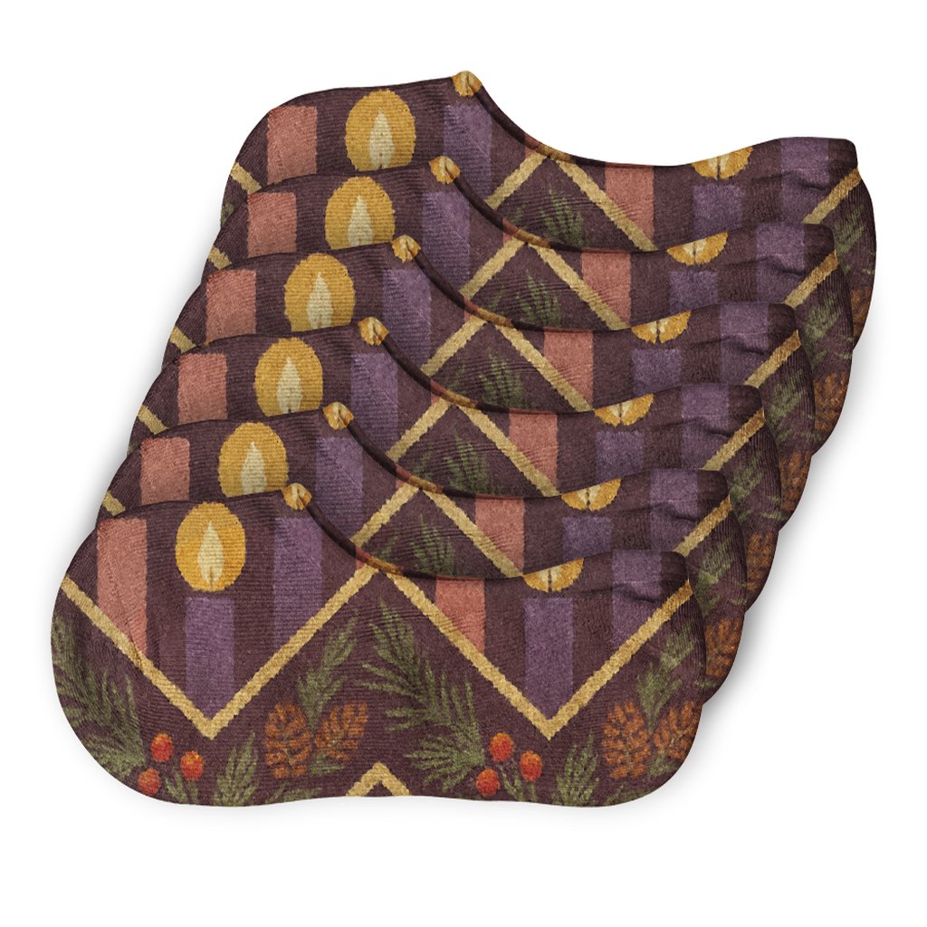 Berry Glow Advent Wreath Inspired Chevron Bands trendy no-show sock styles