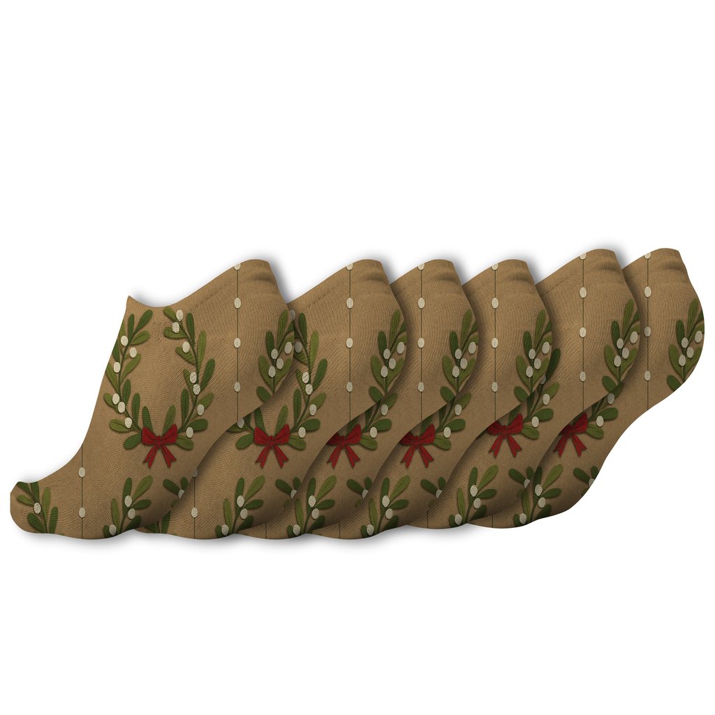 Evergreen Mistletoe-Wreath Stripe Repeat soft everyday ankle socks