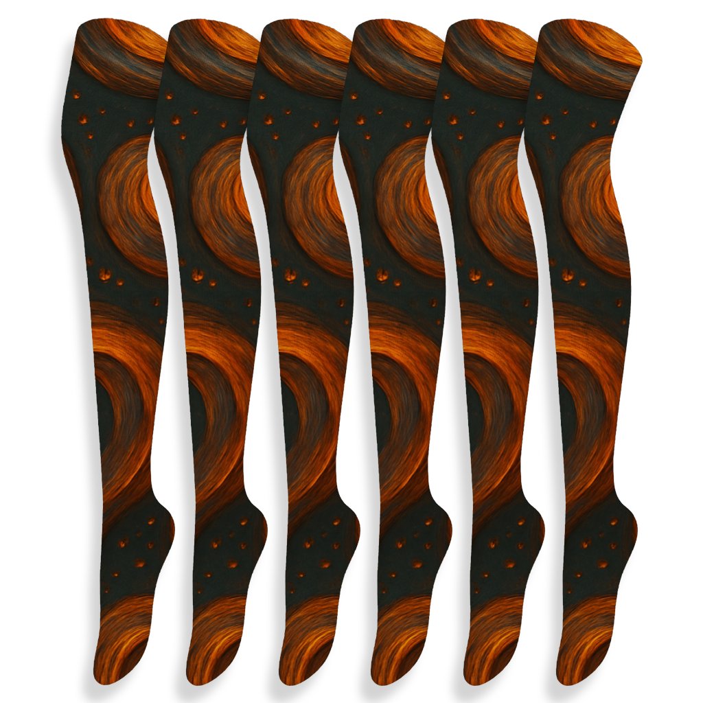 Molten Copper Swirl Tiling On Dark Slate comfortable cotton over-the-knee socks